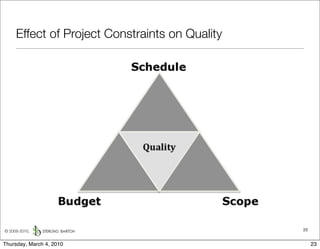 Effect of Project Constraints on Quality




© 2009-2010,                                    23


Thursday, March 4, 2010                              23
 
