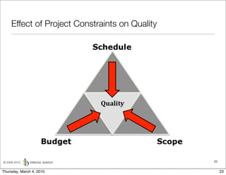 Effect of Project Constraints on Quality




© 2009-2010,                                    23


Thursday, March 4, 2010                              23
 