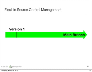 Flexible Source Control Management




               Version 1
                                          Main Branch




© 2009-2010,                                            30


Thursday, March 4, 2010                                      30
 