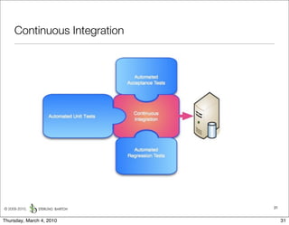 Continuous Integration




© 2009-2010,                  31


Thursday, March 4, 2010            31
 