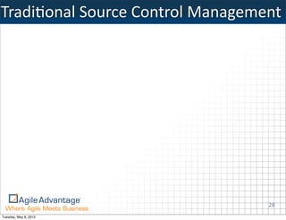 TradiKonal	
  Source	
  Control	
  Management




                                          28
Tuesday, May 8, 2012
 