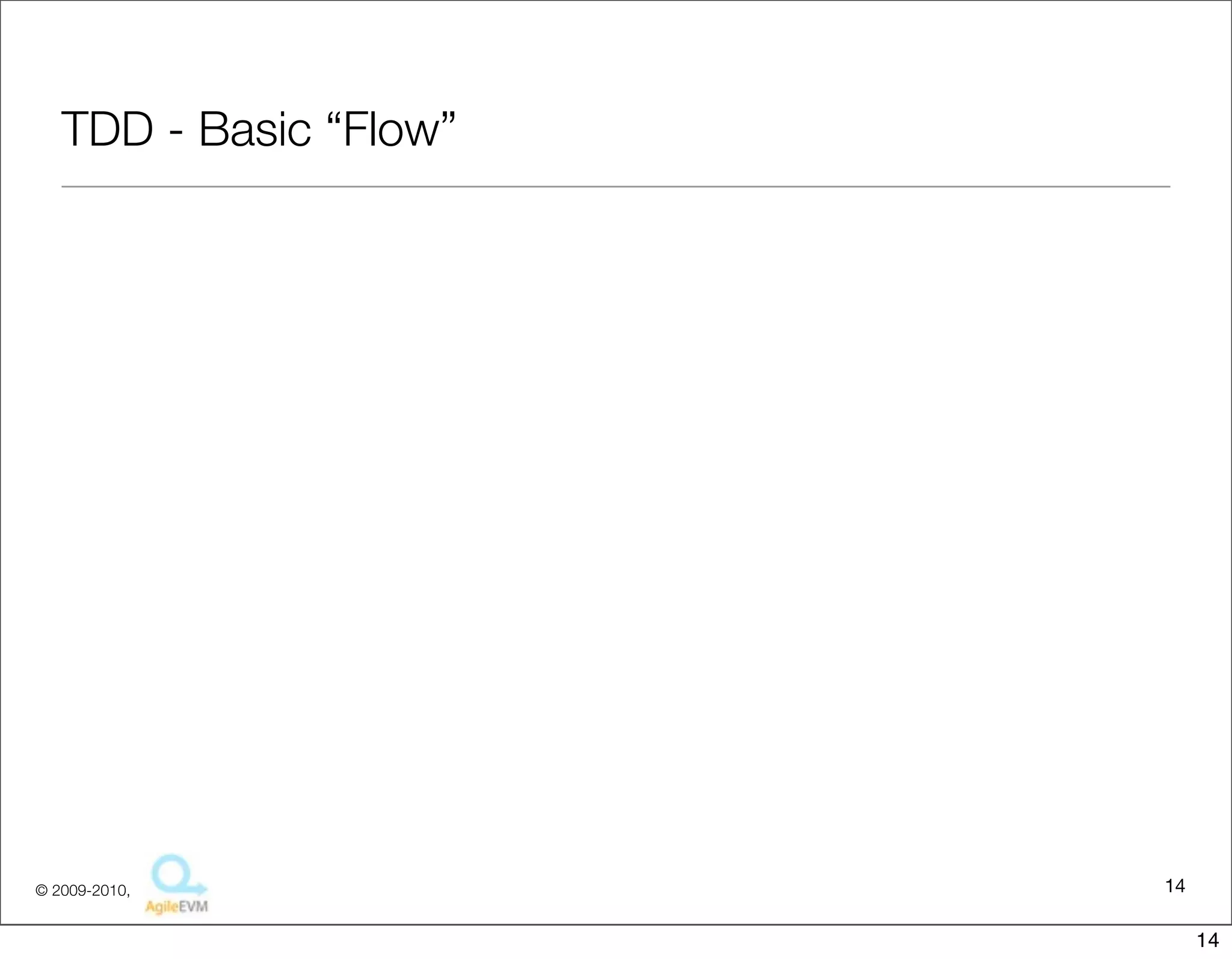 TDD - Basic “Flow”




© 2009-2010,            14

                             14
 