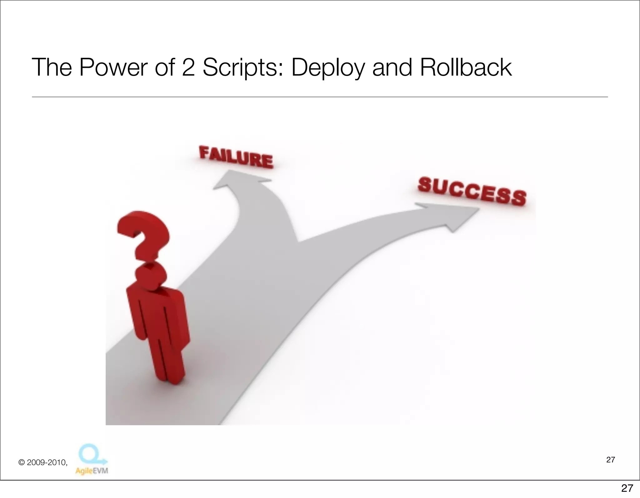 The Power of 2 Scripts: Deploy and Rollback




© 2009-2010,                                     27


                                                      27
 