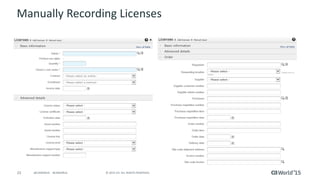 23 © 2015 CA. ALL RIGHTS RESERVED.@CAWORLD #CAWORLD
Manually Recording Licenses
 