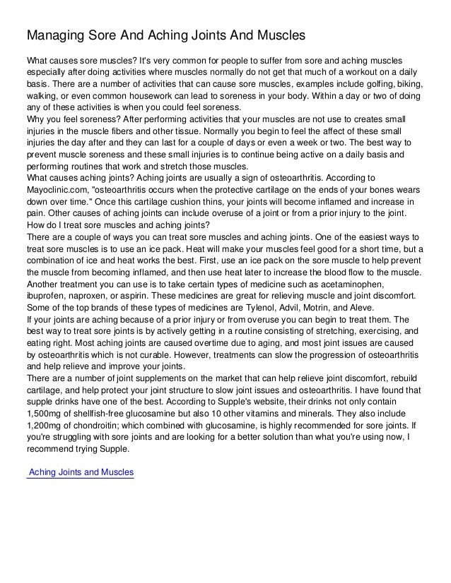 Managing Sore And Aching Joints And Muscles