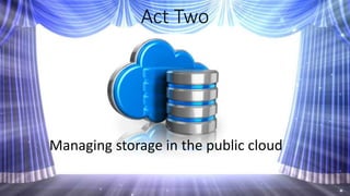 Act Two
Managing storage in the public cloud
 