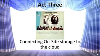 Act Three
Connecting On-Site storage to
the cloud
 