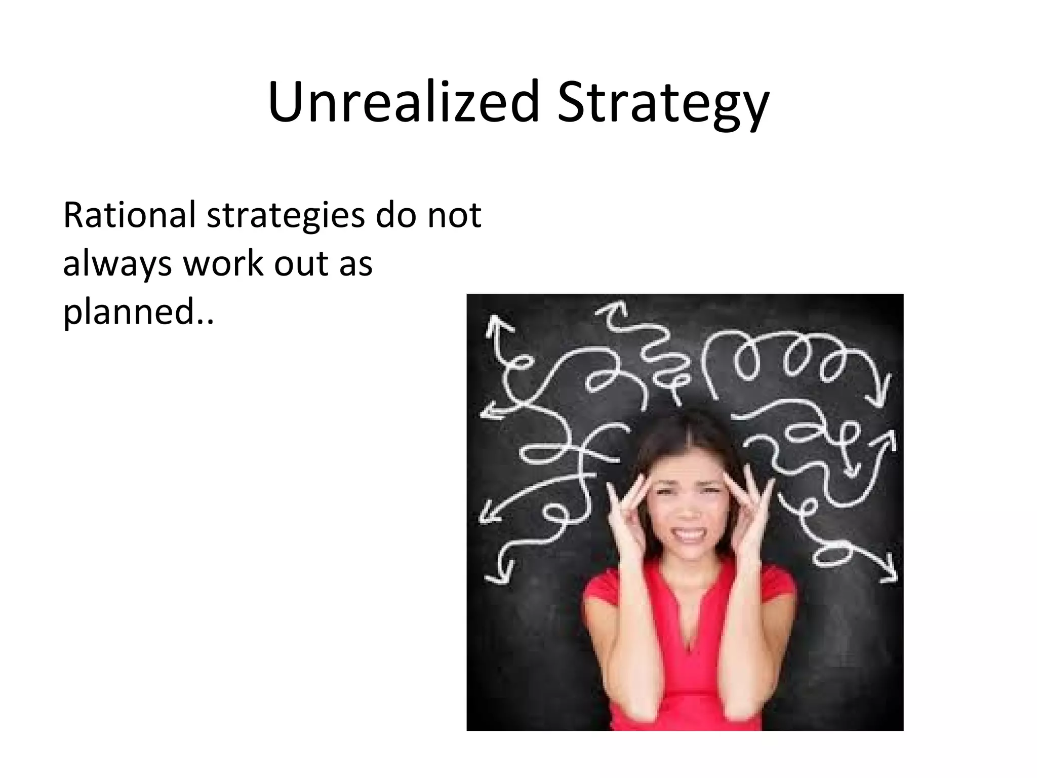 Unrealized Strategy
Rational strategies do not
always work out as
planned..
 