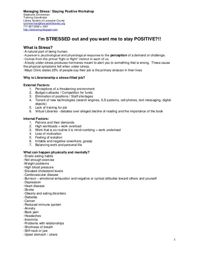 Managing Stressstayingpositivehandout