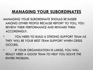 MANAGING SUPERVISORS, PEERS AND SUBORDINATES [Autosaved]2.ppt