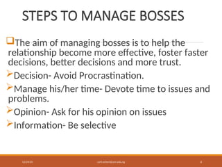 Manager Subordinate MANAGING SUPERVISORS, PEERS AND SUBORDINATES by Engr. Dr. Ocheri C MME.ppt