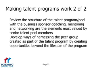 Page 75Making talent programswork