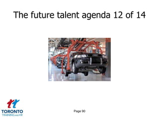 Page 88The future talent agenda 10 of 14CHALLENGES AHEAD-DEVELOPING COUNTRIESChina alone will build “one Canada” in the next ten yearsAsia returning to its natural half-share of the world economyEmerging markets provide access to large skilled talent poolsNot all graduates are treated equallyThe supply of professionals in China is fragmented