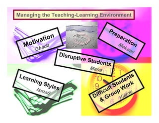 Managing the Teaching-Learning Environment
 