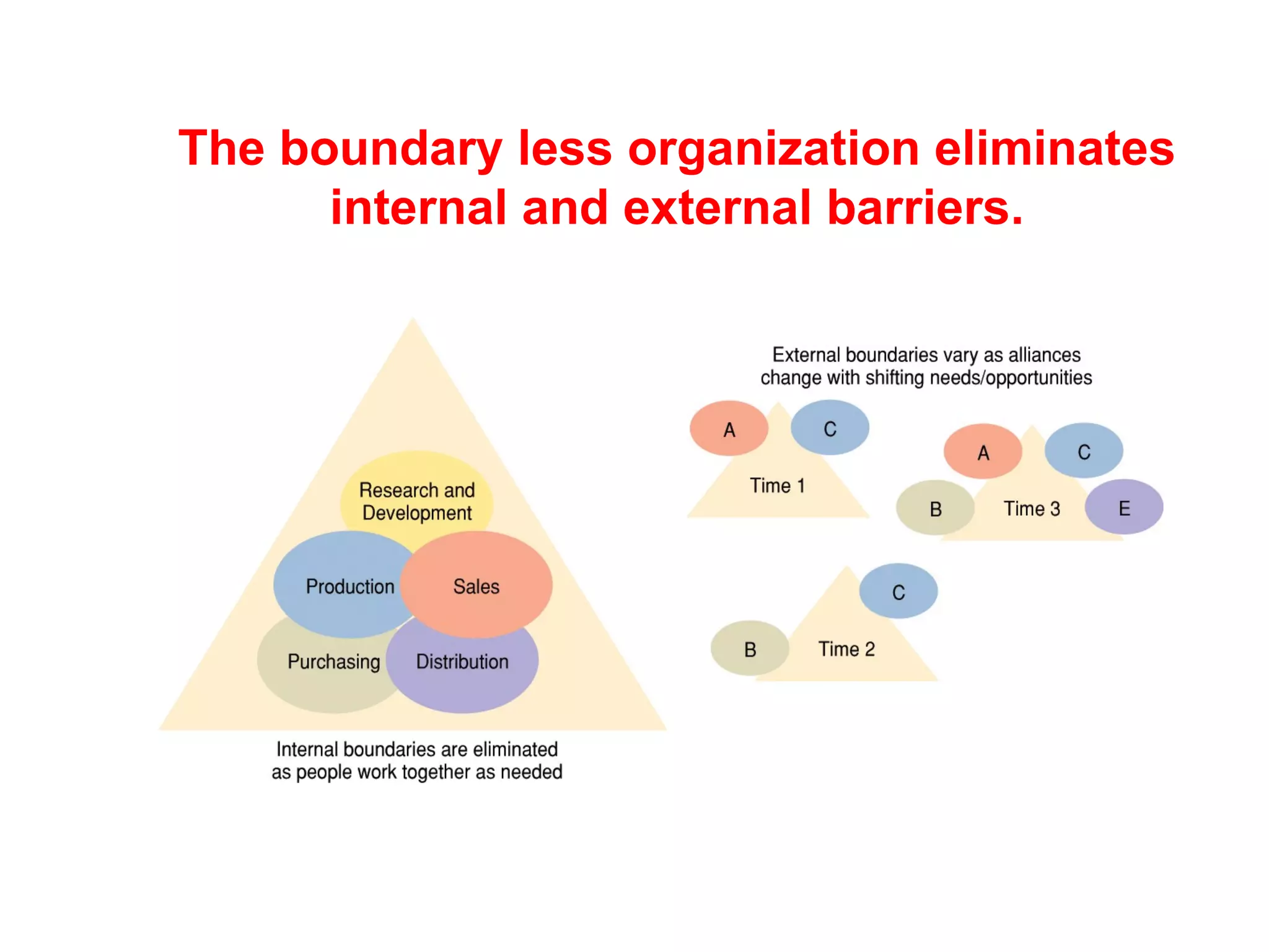 The boundary less organization eliminates
      internal and external barriers.
 
