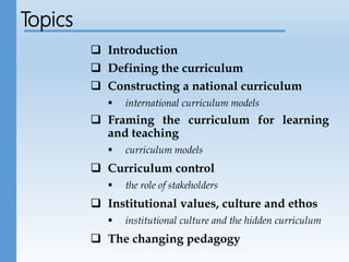 Managing the curriculum for student learning | PPTX