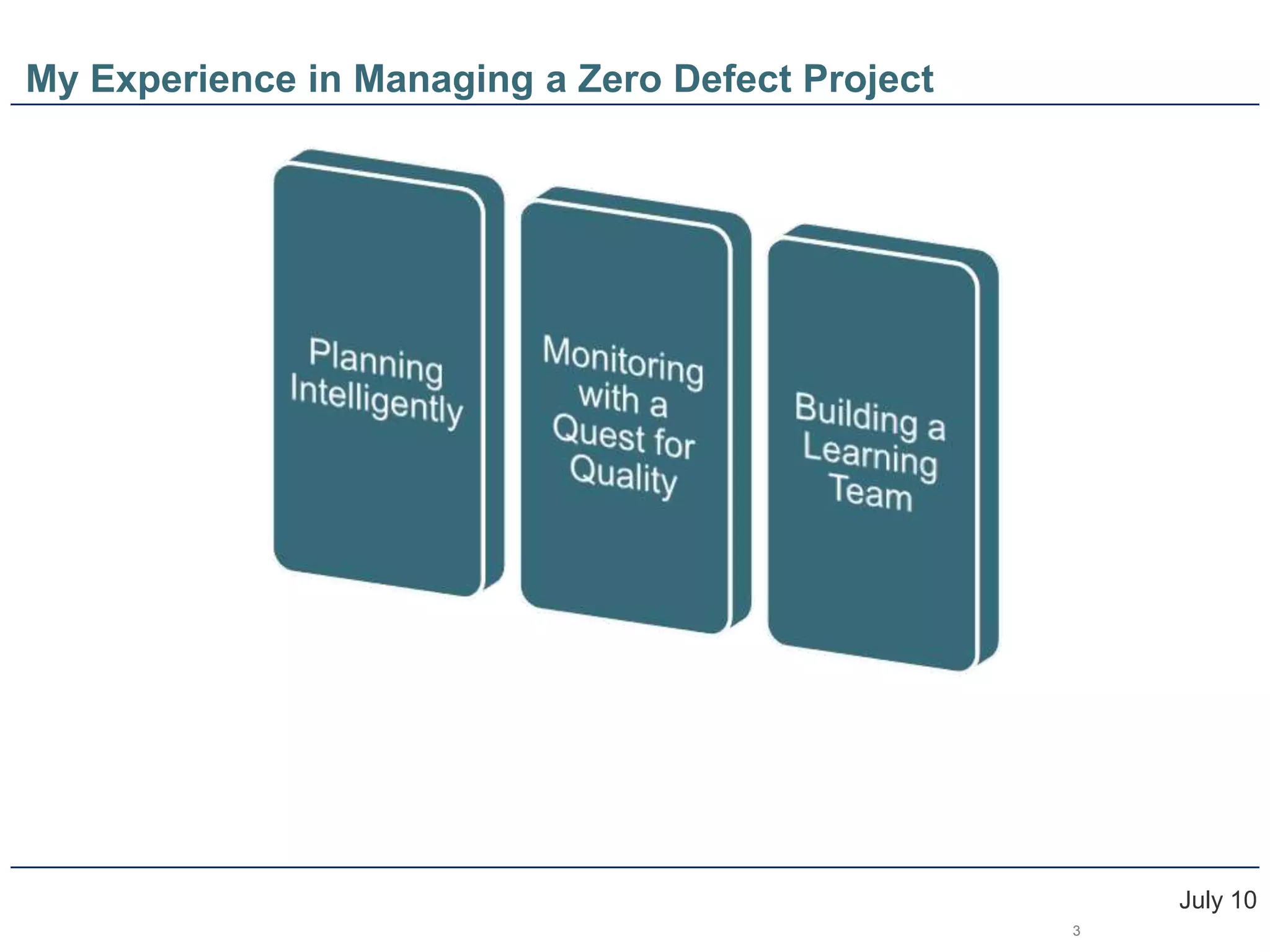 My Experience in Managing a Zero Defect ProjectJuly 10