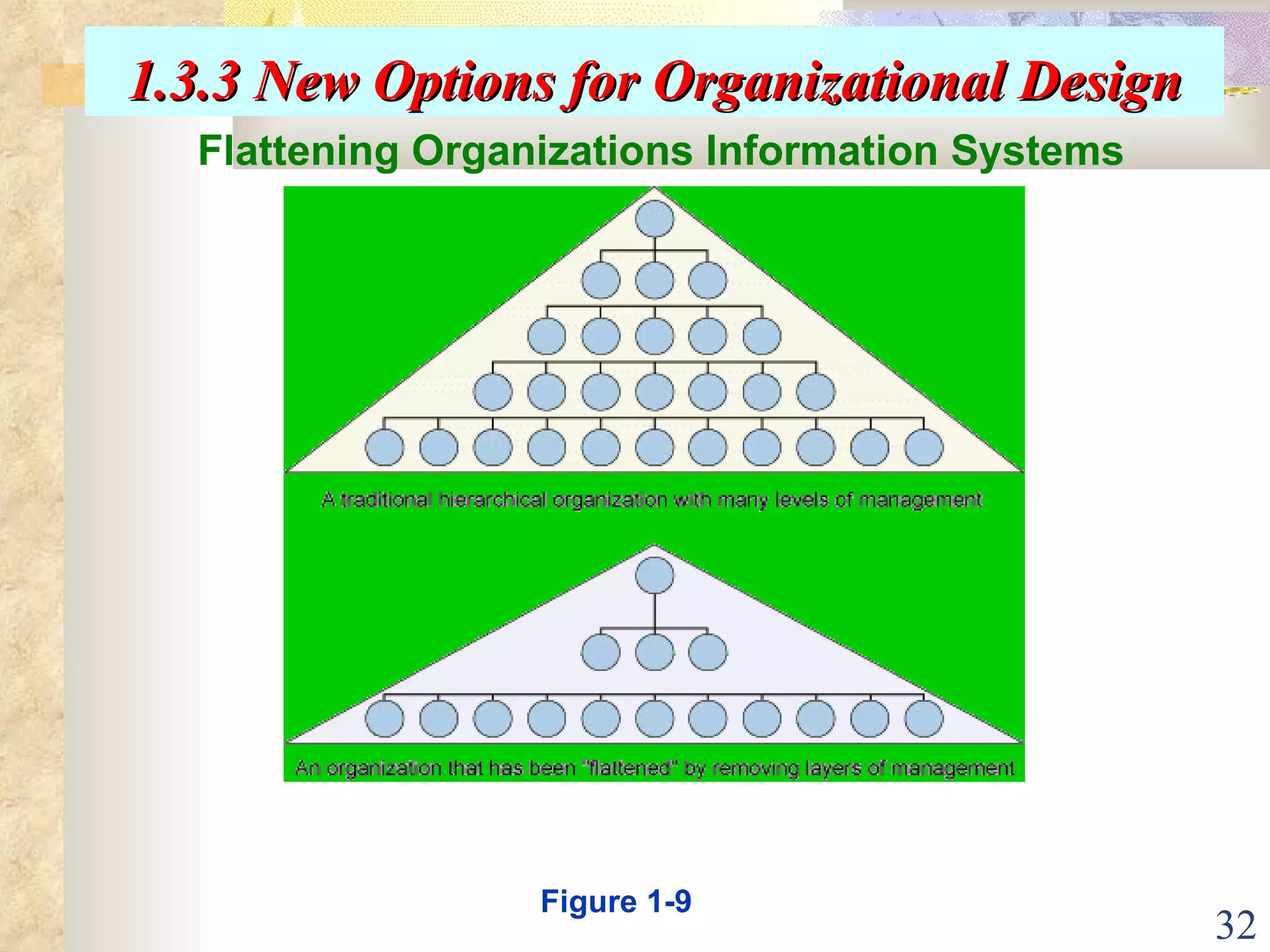 Flattening Organizations Information Systems 1.3.3 New Options for Organizational Design Figure 1-9 