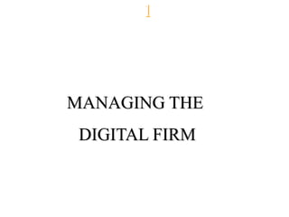 Chapter   1




 MANAGING THE
  DIGITAL FIRM
 