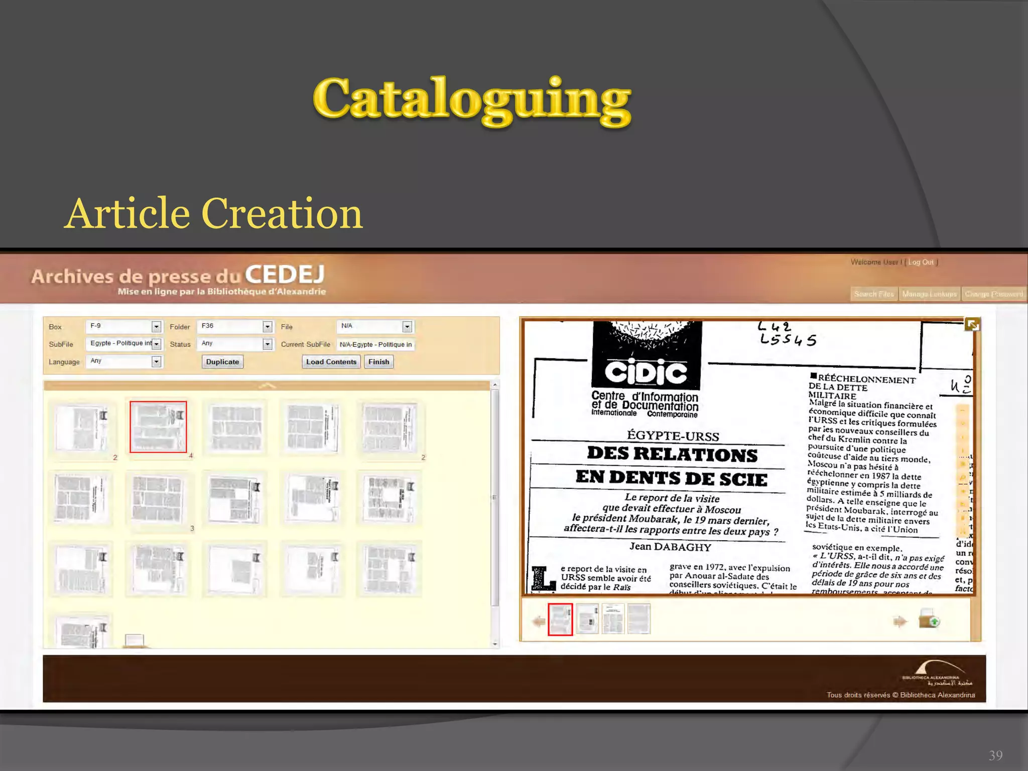 Article Creation 
39 
 