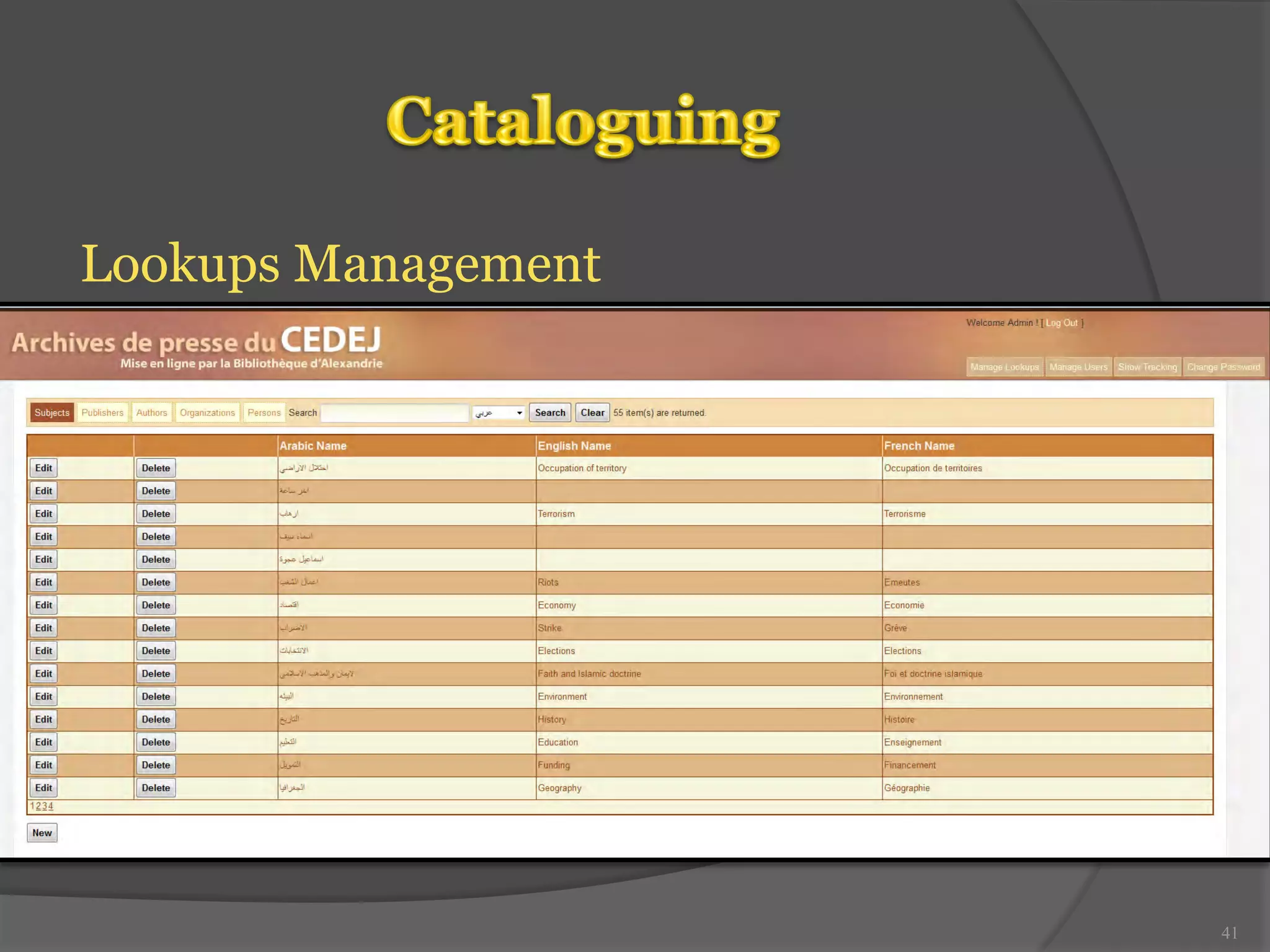 Lookups Management 
41 
 