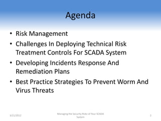 Managing The Security Risks Of Your Scada System, Ahmad Alanazy, 2012 ...