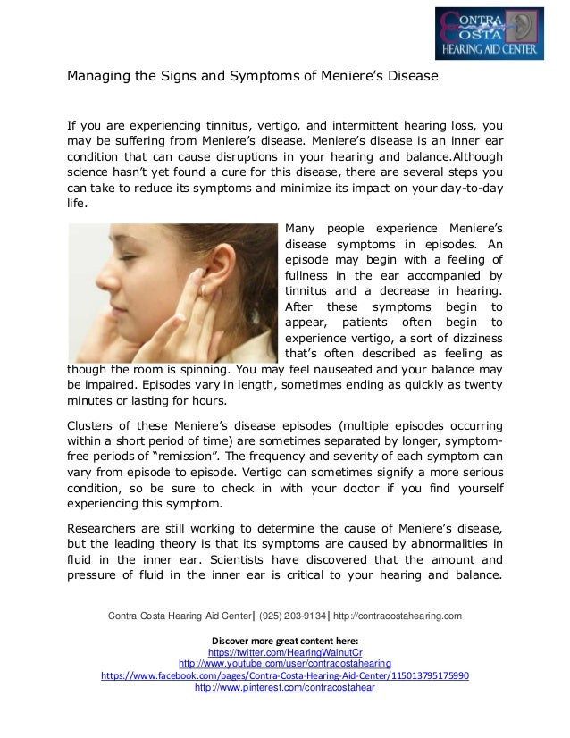 Managing the Signs and Symptoms of Meniere’s Disease