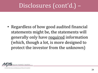 Managing Through The Downturn - Enhancing the Seller\'s Financial Statement Credibility
