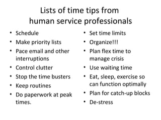 Managing time human services | PPT