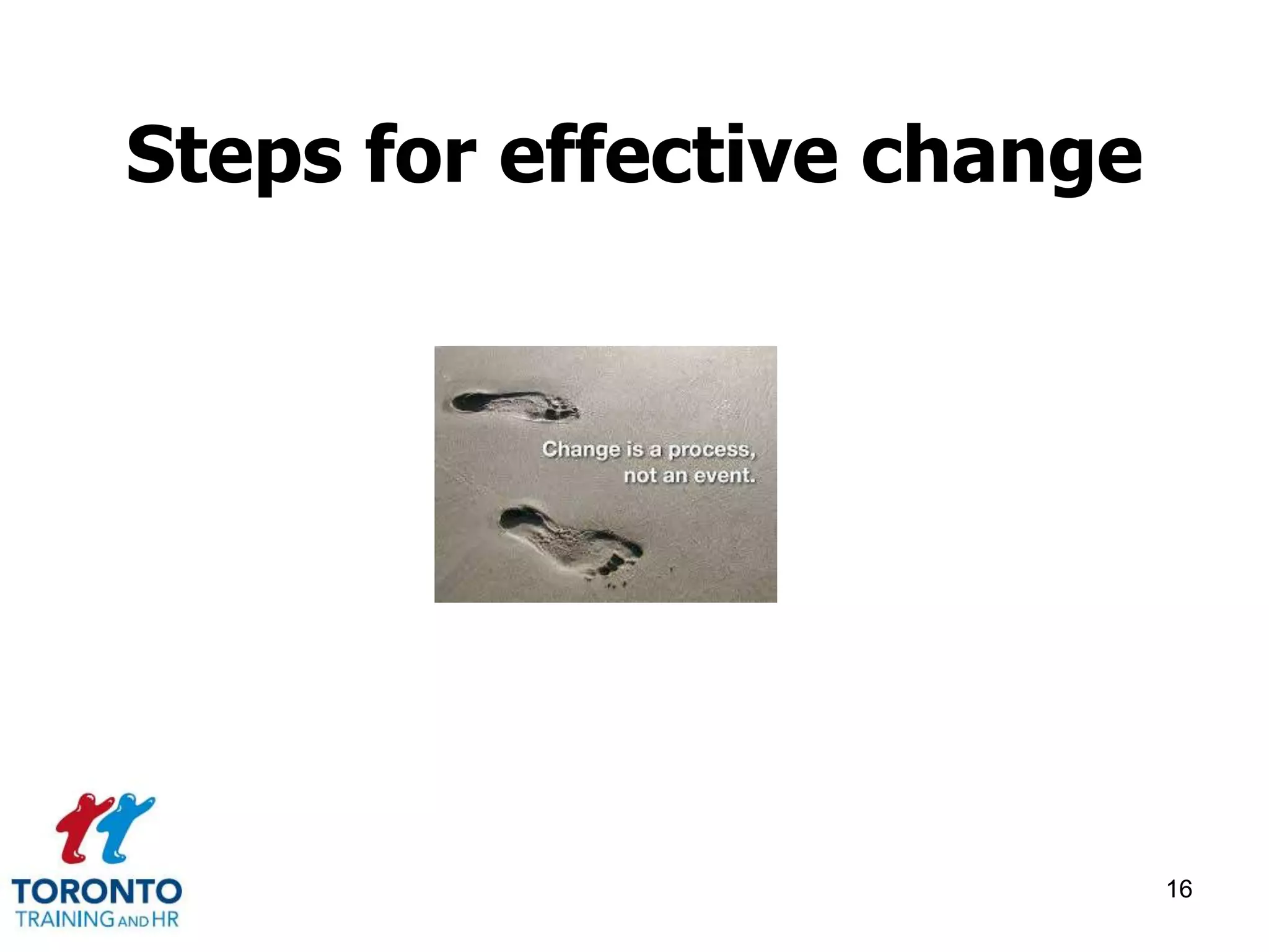 Steps for effective change 
16 
 