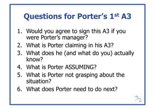 A3 Questions Example Managing to Learn Mentoring A3 Thinking | PDF