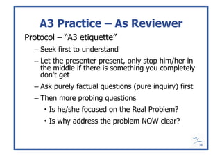 A3 Questions Example Managing to Learn Mentoring A3 Thinking | PDF