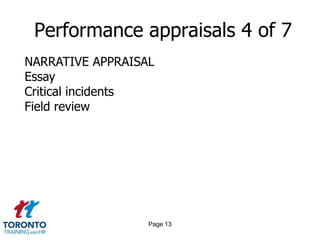 Page 11Performance appraisals 2 of 7CATEGORY RATING APPRAISALGraphic scaleChecklistForced choice