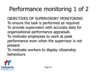 Page 43Progressive disciplineStrategies to avoid initiating progressive disciplineWhat constitutes need for progressive disciplineTypes of behaviour that could result in progressive discipline or immediate terminationAdministration considerationsProgressive discipline stepsFacts and supportWarningsTermination