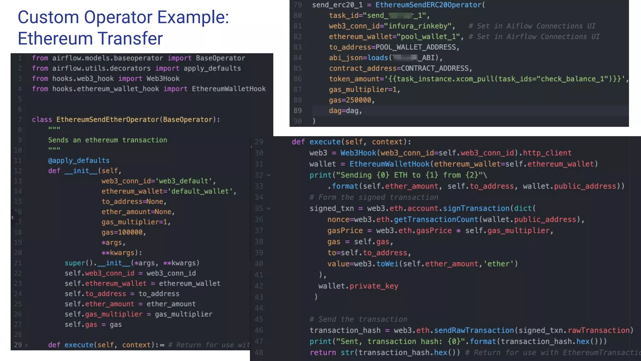 Custom Operator Example:
Ethereum Transfer
 