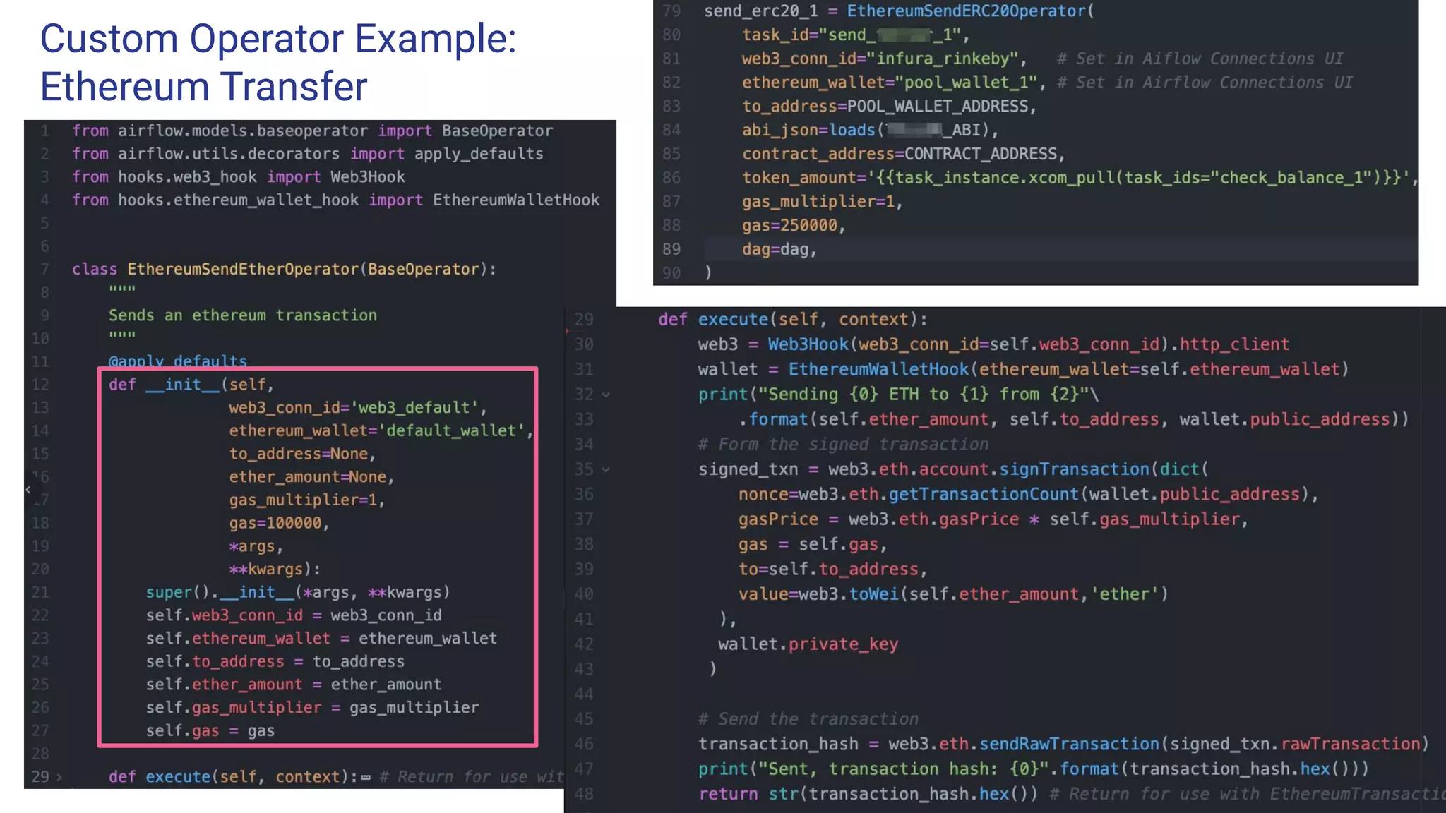 Custom Operator Example:
Ethereum Transfer
 