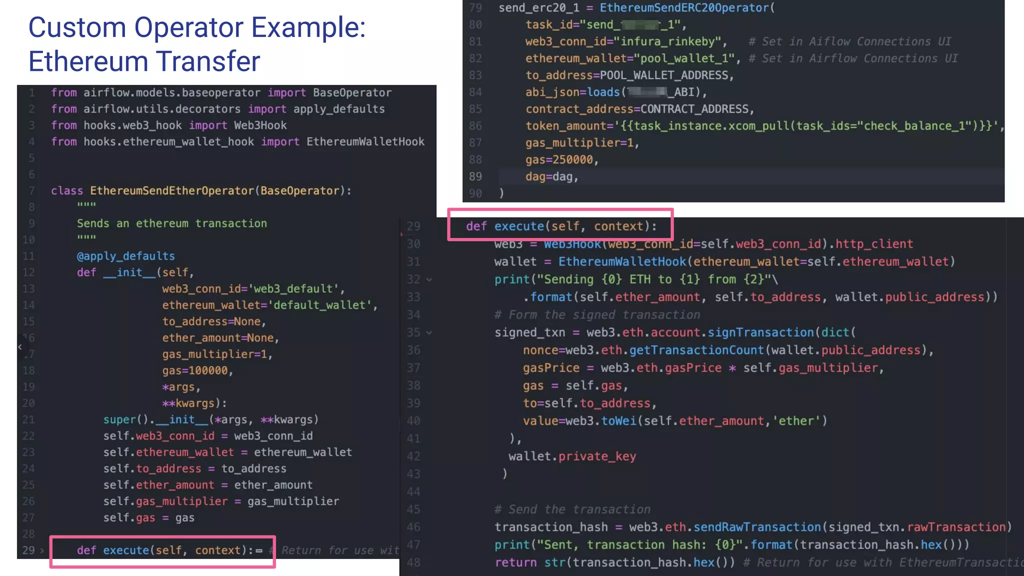 Custom Operator Example:
Ethereum Transfer
 