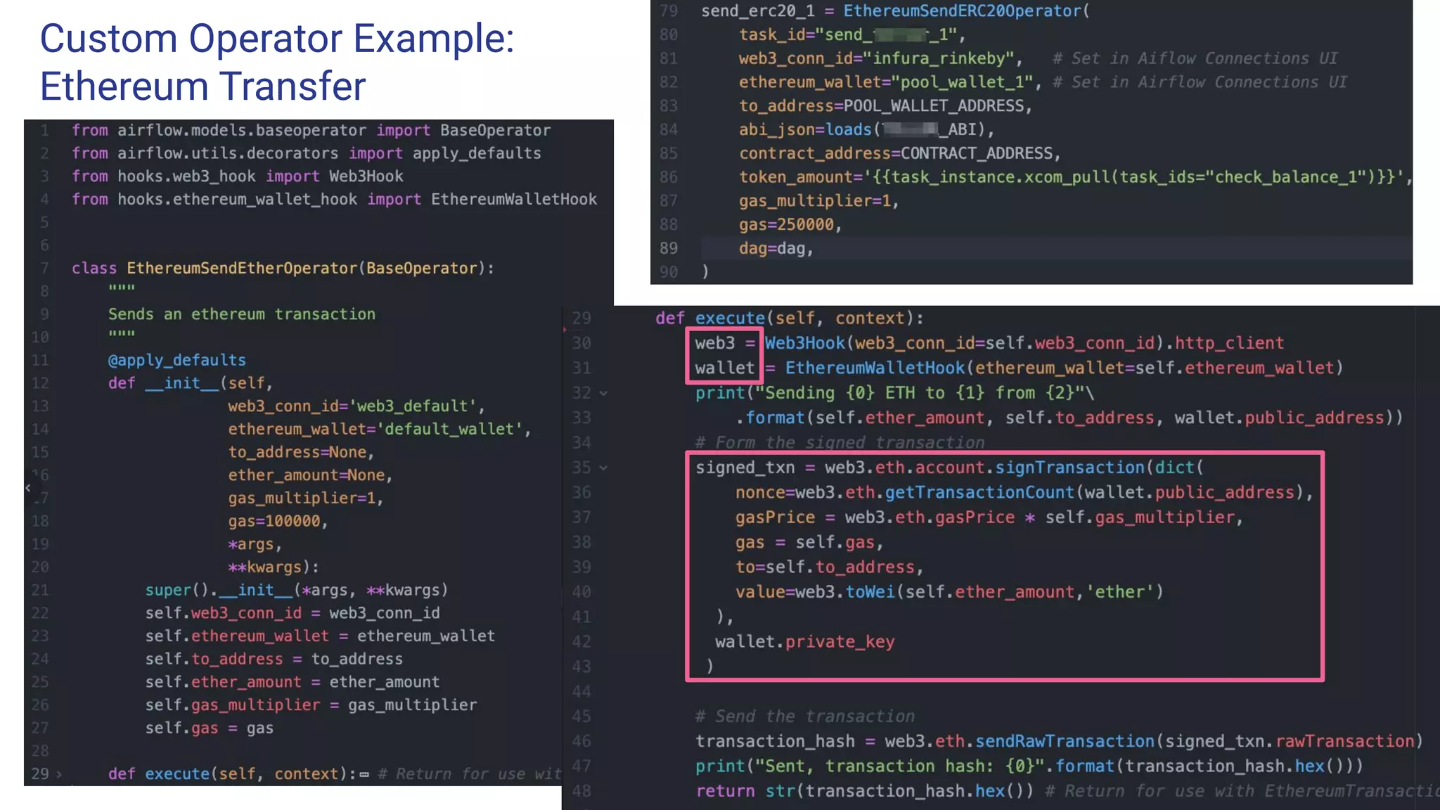 Custom Operator Example:
Ethereum Transfer
 