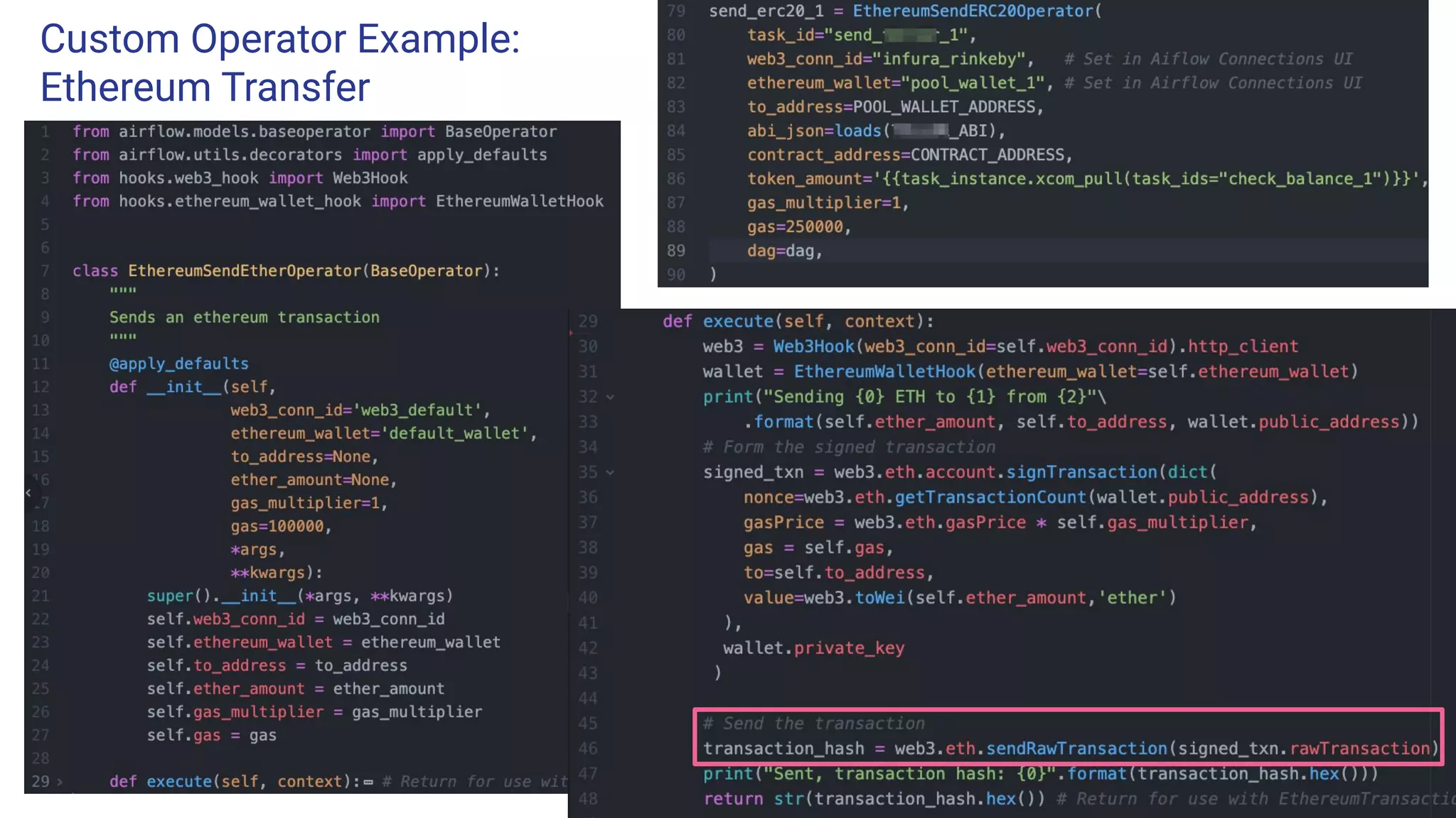 Custom Operator Example:
Ethereum Transfer
 