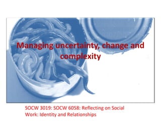 SOCW 3019: SOCW 6058: Reflecting on Social Work: Identity and Relationships 