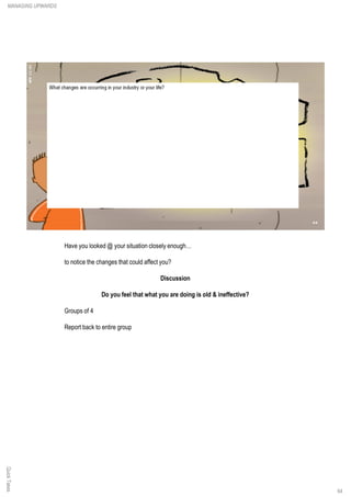 Have you looked @ your situation closely enough…
to notice the changes that could affect you?
Discussion
Do you feel that what you are doing is old & ineffective?
Groups of 4
Report back to entire group
QuickTakesMANAGING UPWARDS
64
 