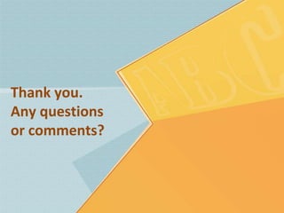 Thank you.
Any questions
or comments?

 
