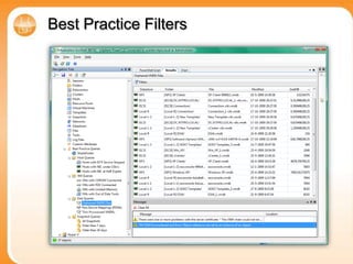 These filters allows you to easily perform daily checks of common faulty configuration issues like a Snapshot hunter, VMs with CD-ROM Connected and Hosts with NIC at Half Duplex.Best Practice Filters