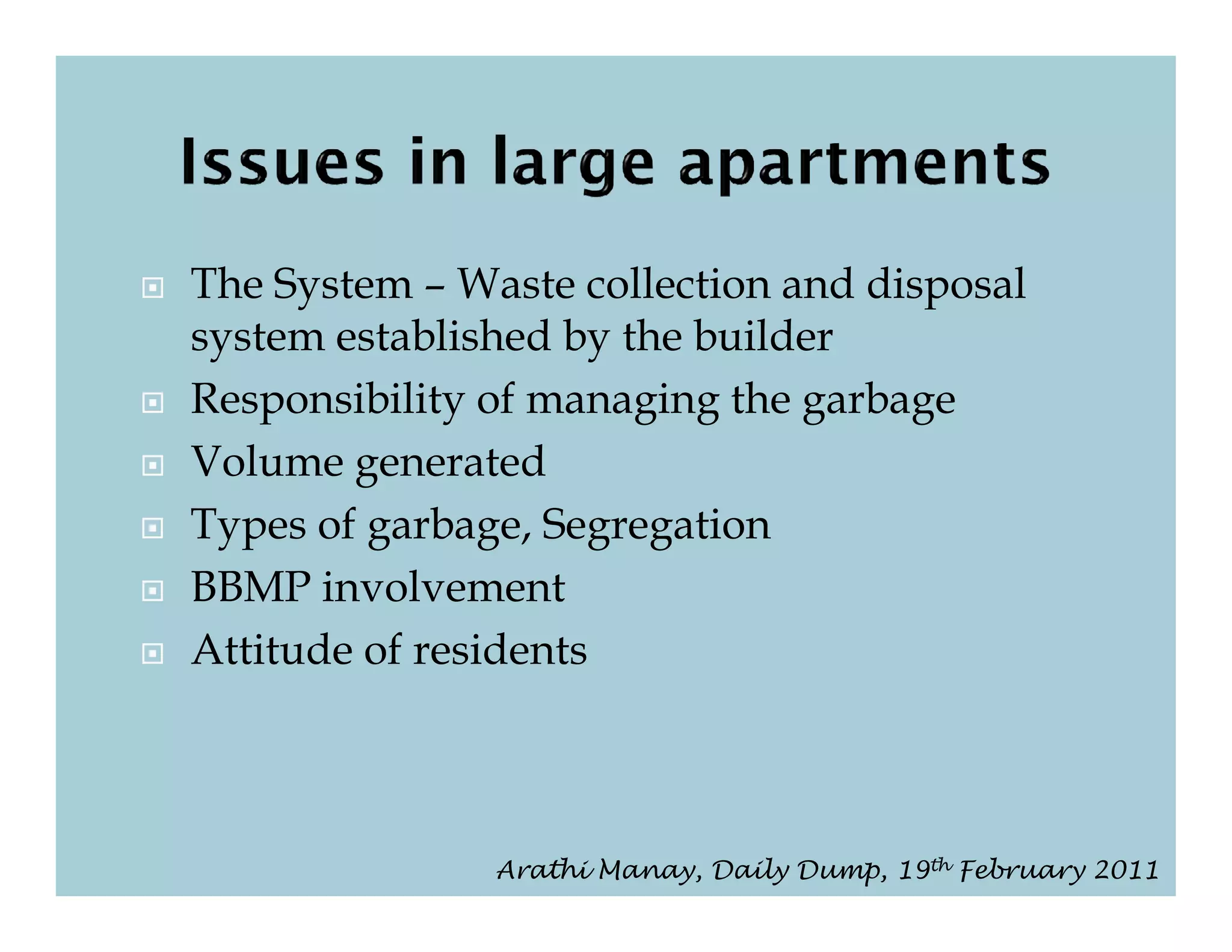Managing waste in large apartments | PDF