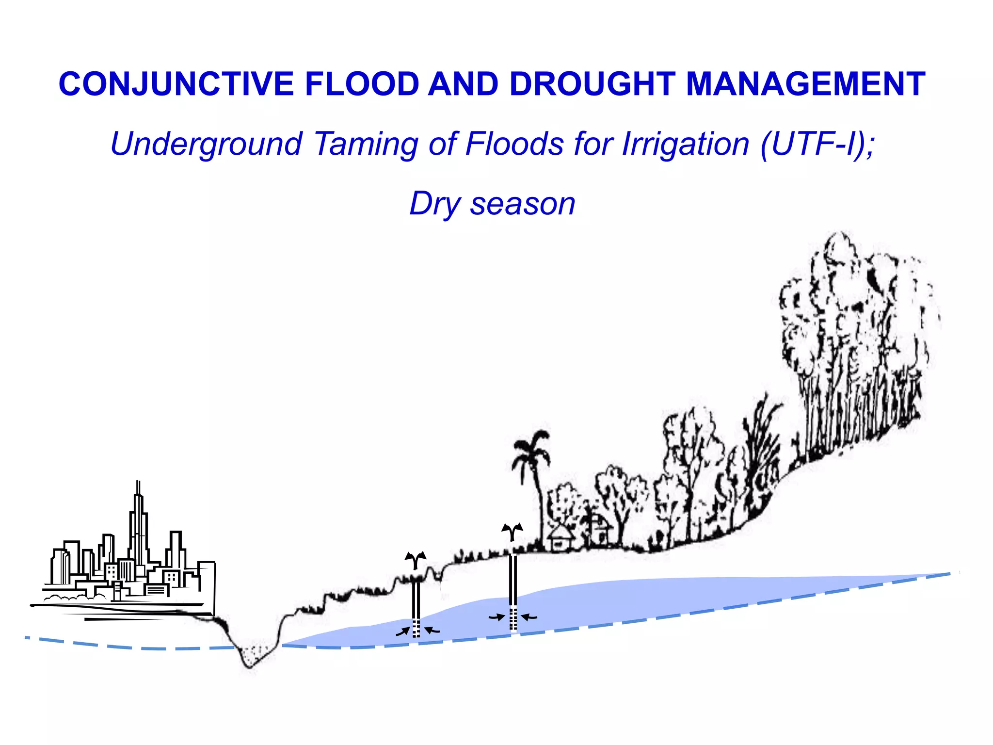 CONJUNCTIVE FLOOD AND DROUGHT MANAGEMENT
Underground Taming of Floods for Irrigation (UTF-I);
Dry season

Water for a food-secure world
www.iwmi.org

 