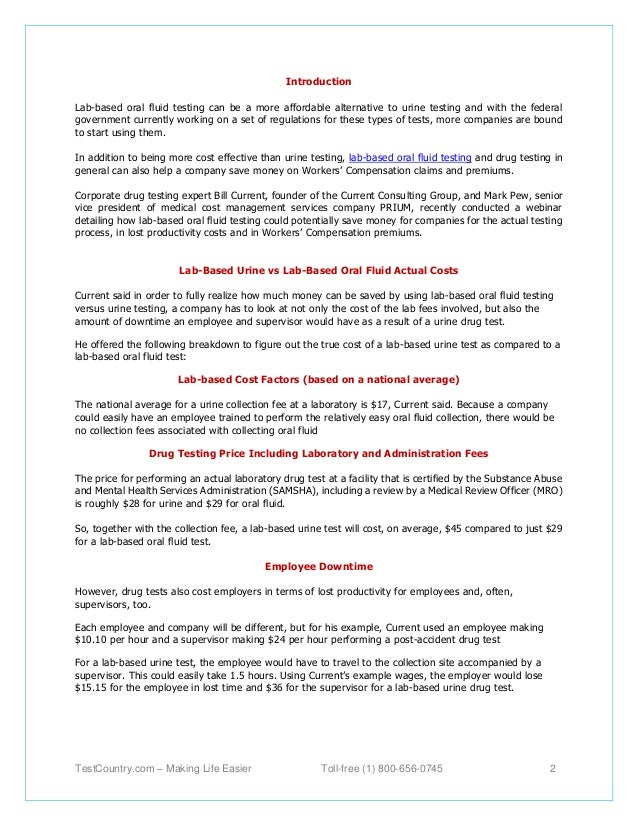 Managing workers compensation costs through advanced drug testing met…