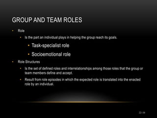 Managing work groups and teams