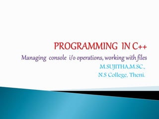 CPlus Course Notes - File I/O