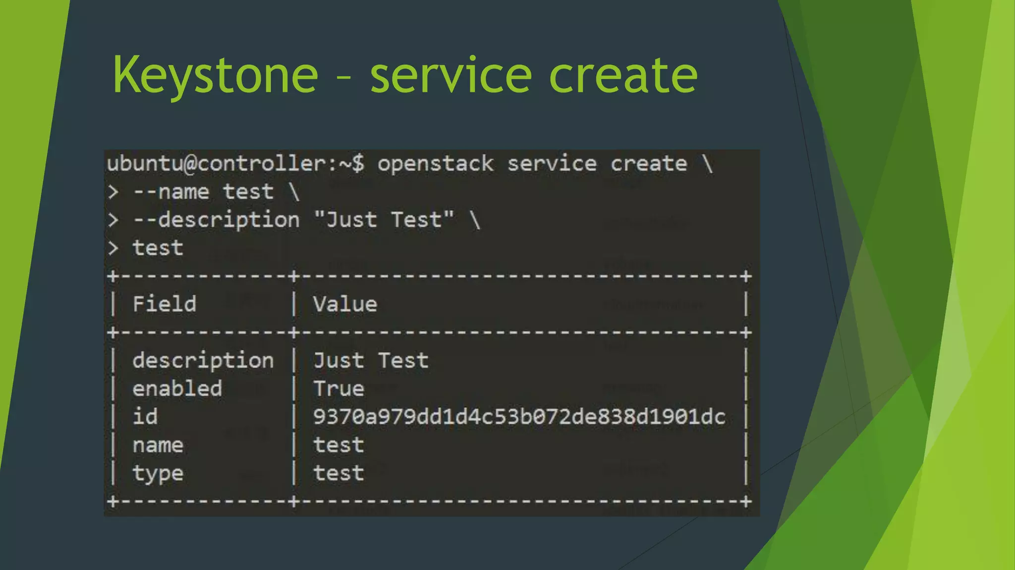 Keystone – service create
 