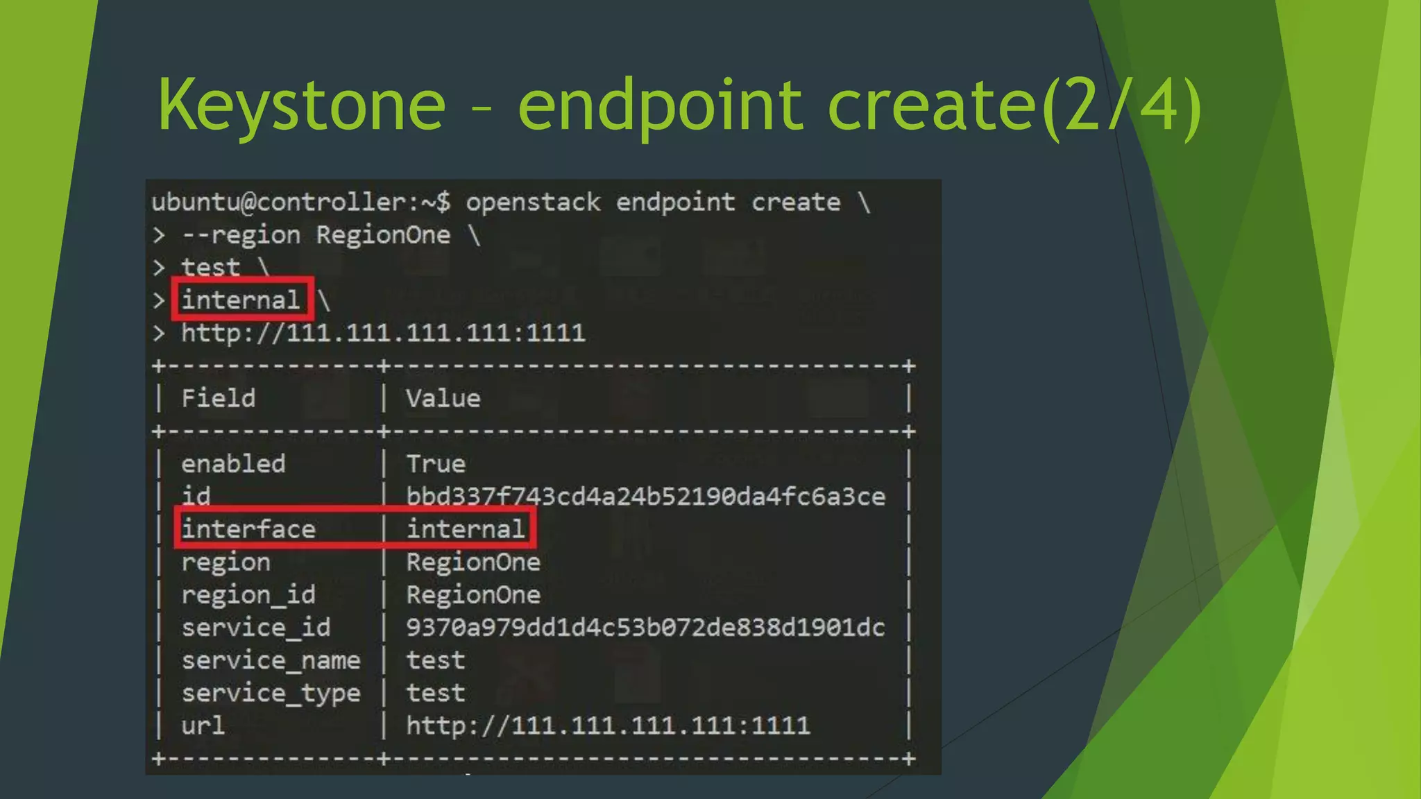 Keystone – endpoint create(2/4)
 